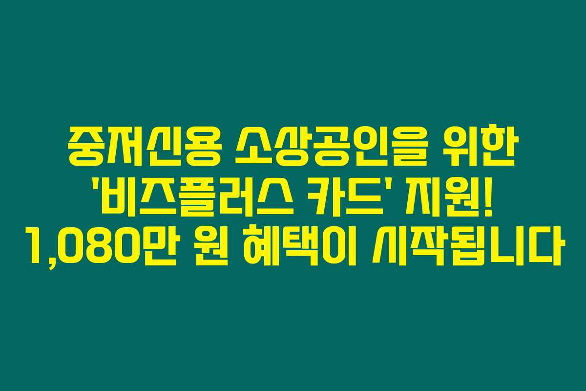 중저신용 소상공인을 위한 ‘비즈플러스 카드’ 지원! 1,080만 원 혜택이 시작됩니다