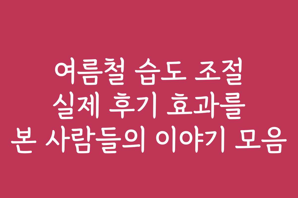 여름철 습도 조절 실제 후기 효과를 본 사람들의 이야기 모음