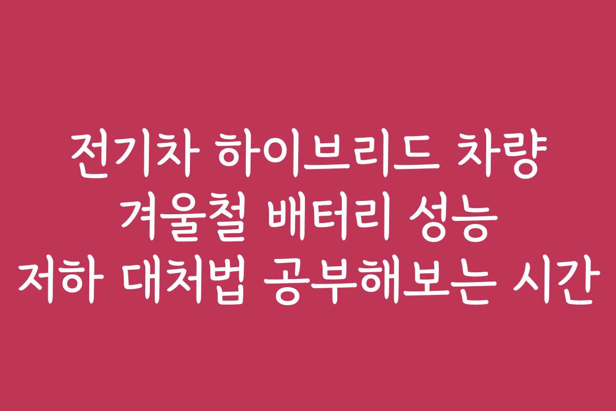 전기차 하이브리드 차량 겨울철 배터리 성능 저하 대처법 공부해보는 시간