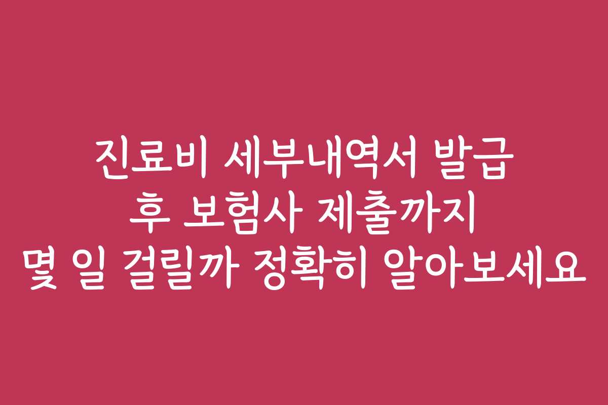 진료비 세부내역서 발급 후 보험사 제출까지 몇 일 걸릴까 정확히 알아보세요