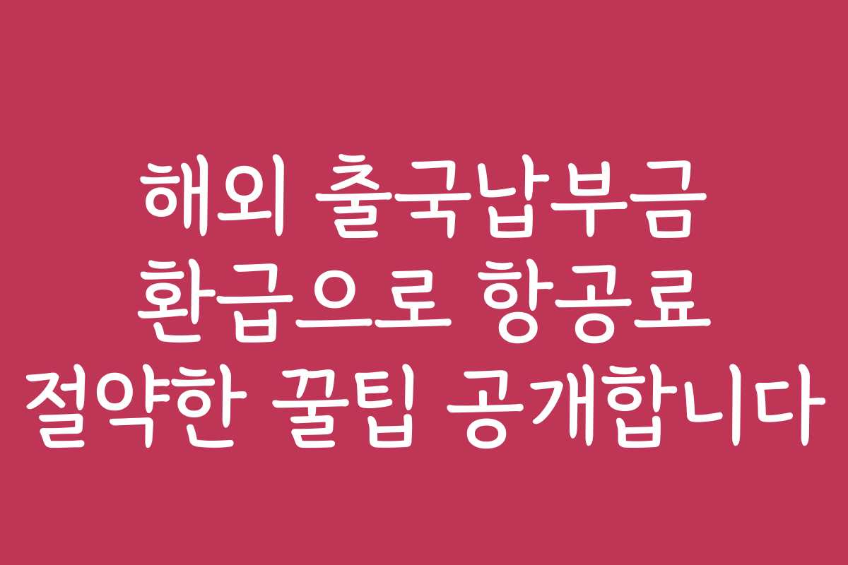 해외 출국납부금 환급으로 항공료 절약한 꿀팁 공개합니다