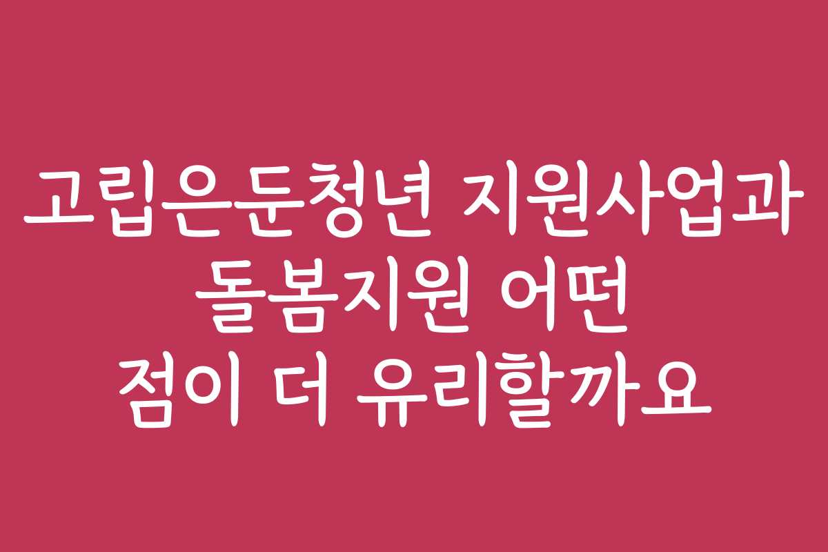 고립은둔청년 지원사업과 돌봄지원 어떤 점이 더 유리할까요