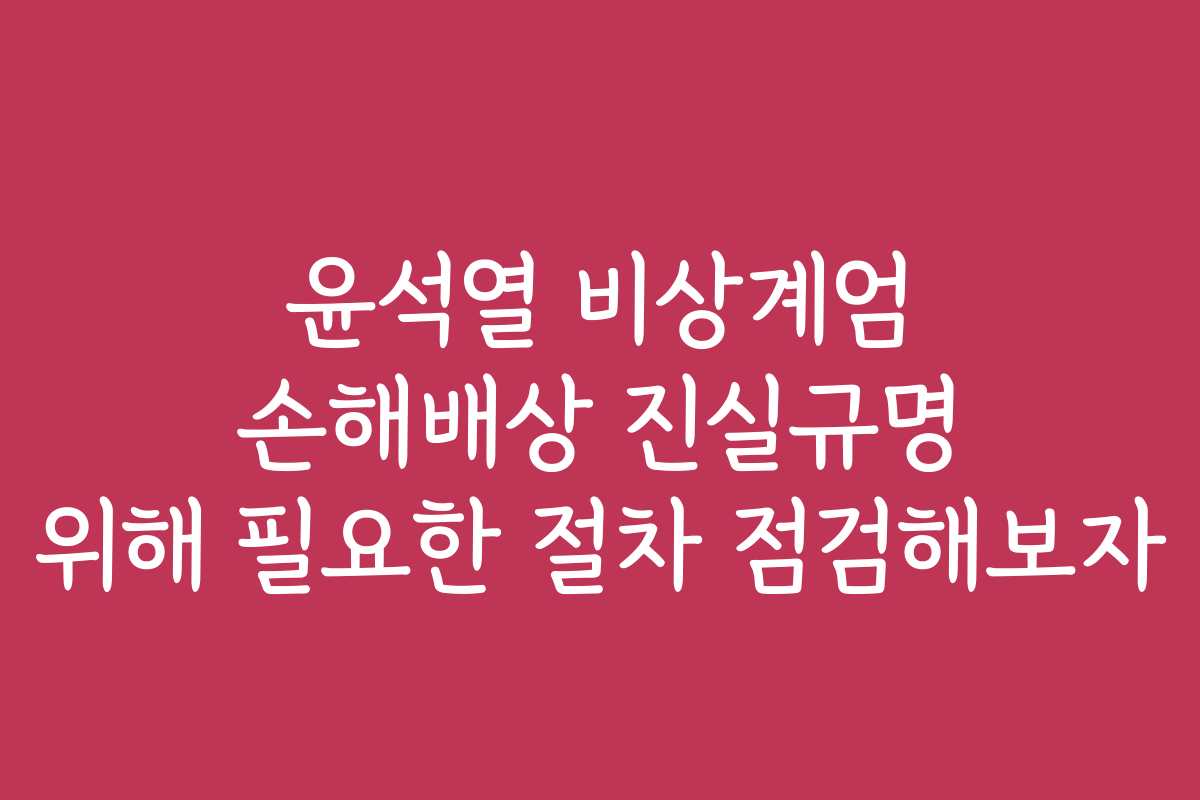 윤석열 비상계엄 손해배상 진실규명 위해 필요한 절차 점검해보자