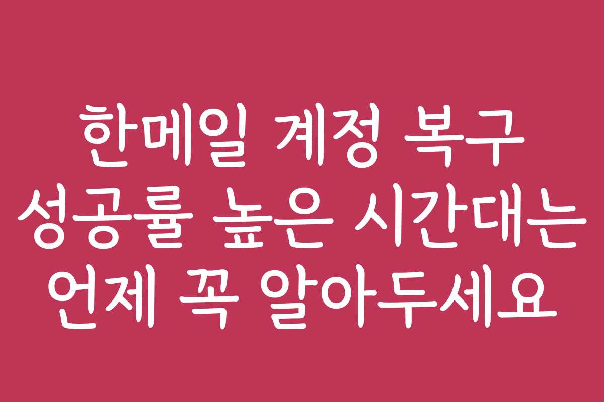 한메일 계정 복구 성공률 높은 시간대는 언제 꼭 알아두세요