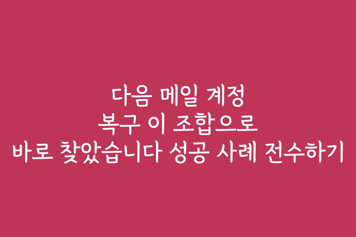 다음 메일 계정 복구 이 조합으로 바로 찾았습니다 성공 사례 전수하기