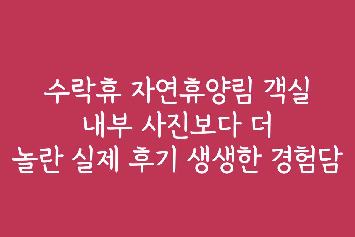 수락휴 자연휴양림 객실 내부 사진보다 더 놀란 실제 후기 생생한 경험담