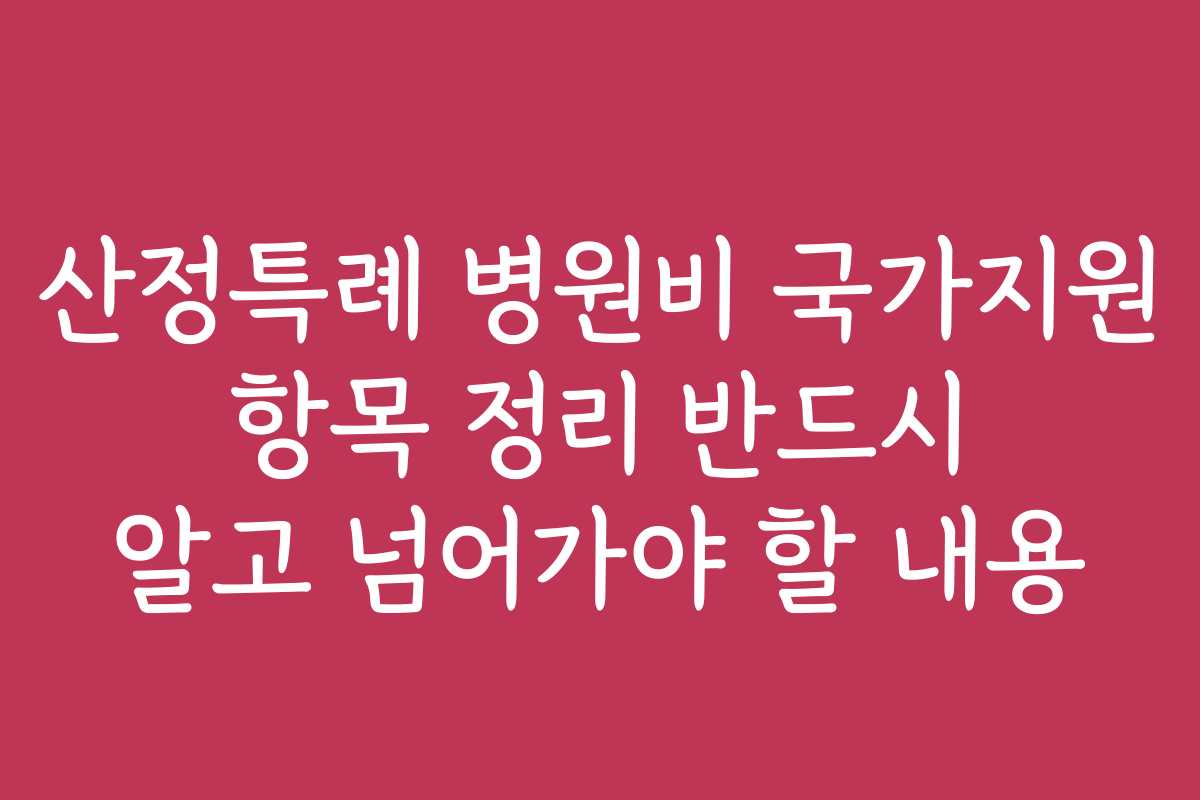 산정특례 병원비 국가지원 항목 정리 반드시 알고 넘어가야 할 내용