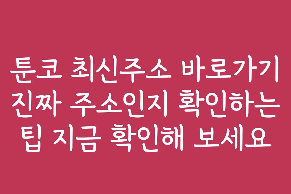 툰코 최신주소 바로가기 진짜 주소인지 확인하는 팁 지금 확인해 보세요