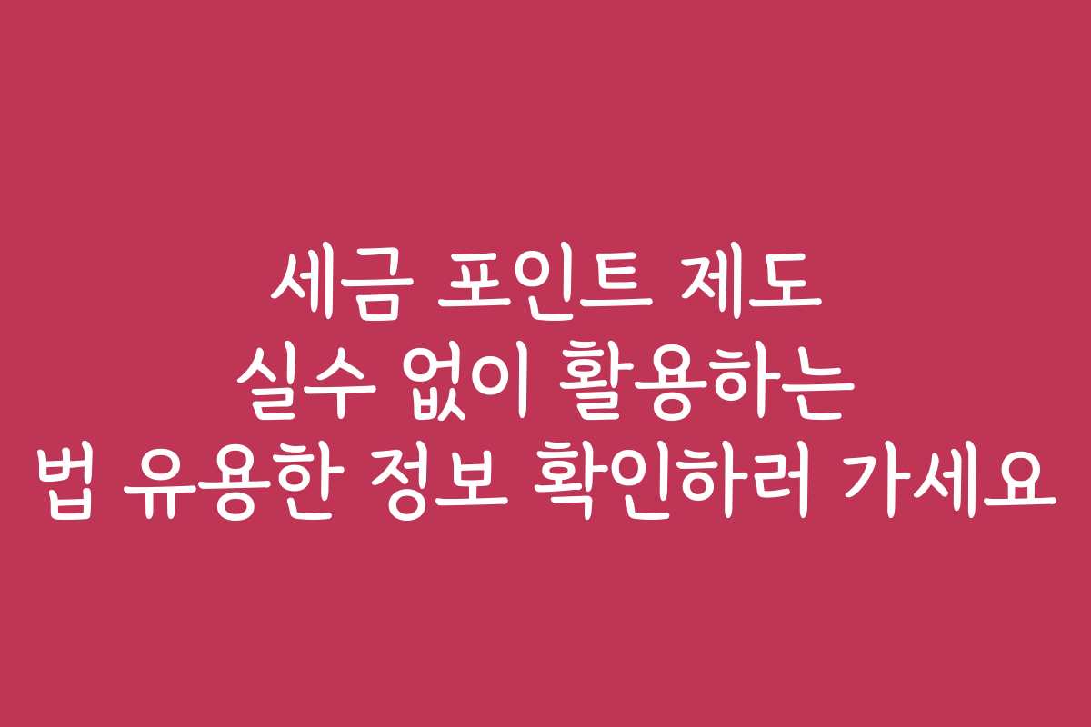 세금 포인트 제도 실수 없이 활용하는 법 유용한 정보 확인하러 가세요