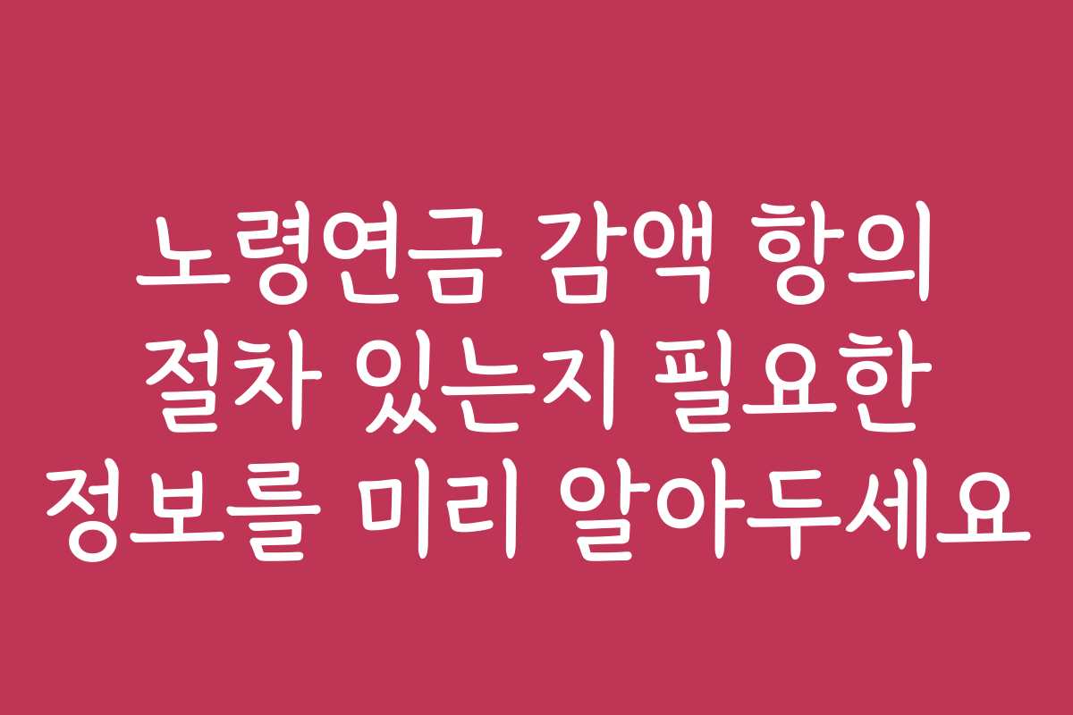 노령연금 감액 항의 절차 있는지 필요한 정보를 미리 알아두세요