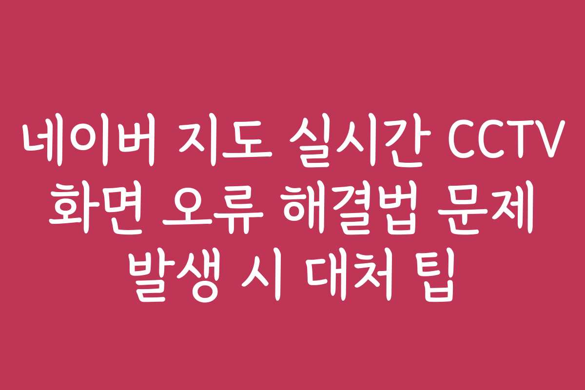 네이버 지도 실시간 CCTV 화면 오류 해결법 문제 발생 시 대처 팁