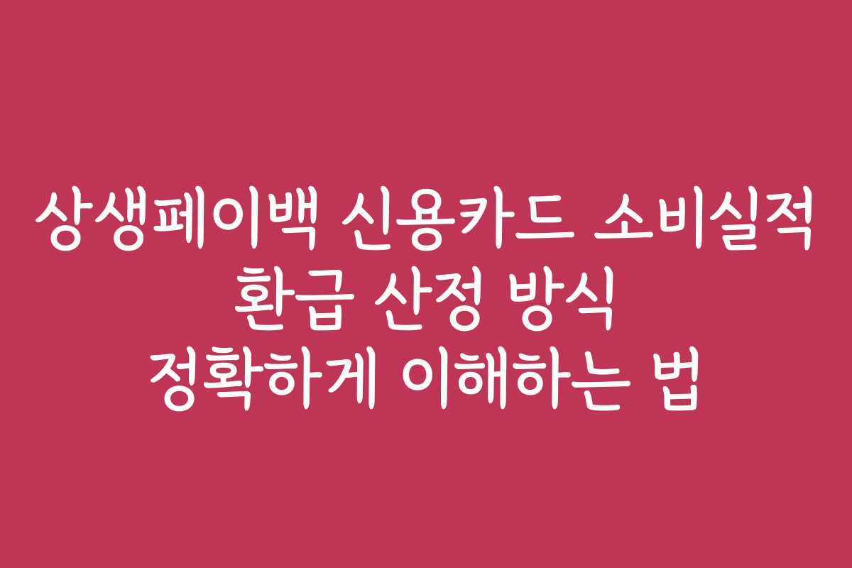 상생페이백 신용카드 소비실적 환급 산정 방식 정확하게 이해하는 법