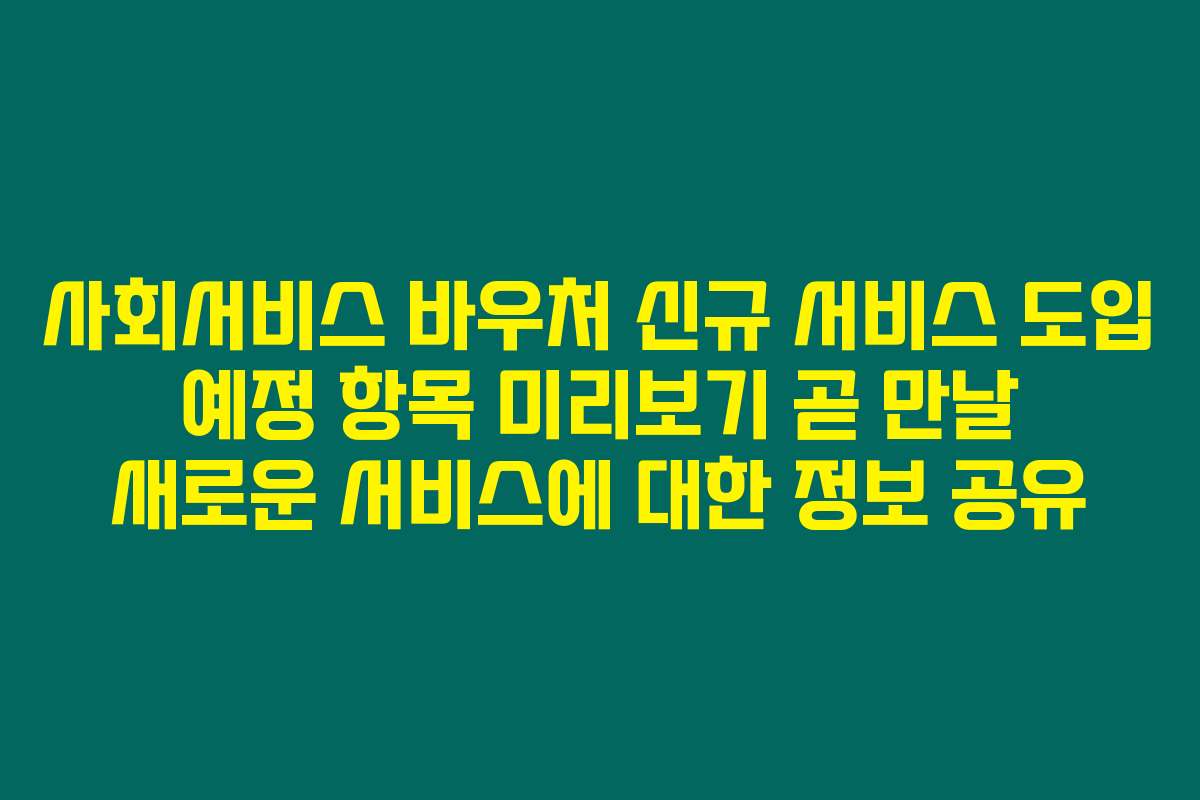 사회서비스 바우처 신규 서비스 도입 예정 항목 미리보기 곧 만날 새로운 서비스에 대한 정보 공유