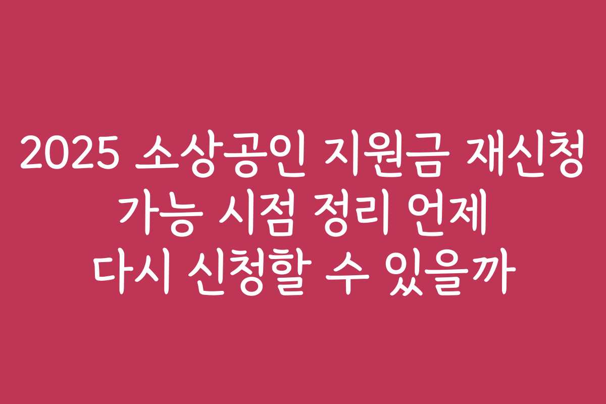 2025 소상공인 지원금 재신청 가능 시점 정리 언제 다시 신청할 수 있을까