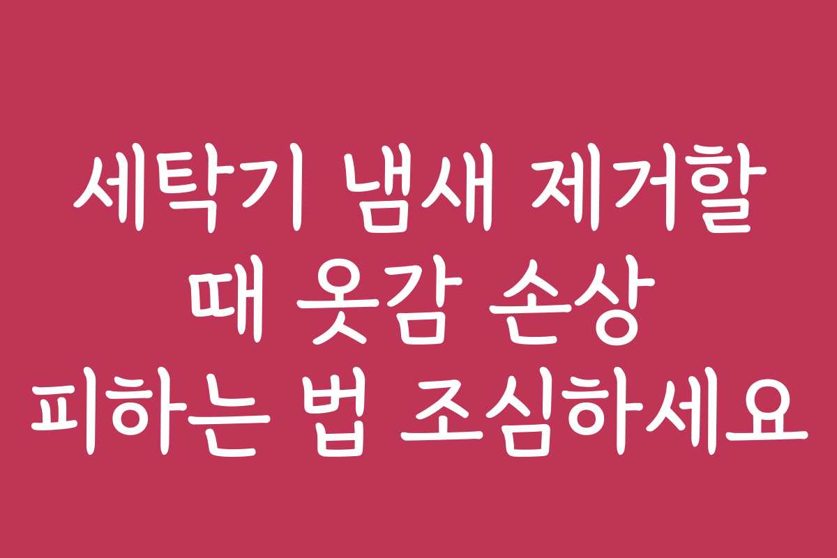 세탁기 냄새 제거할 때 옷감 손상 피하는 법 조심하세요