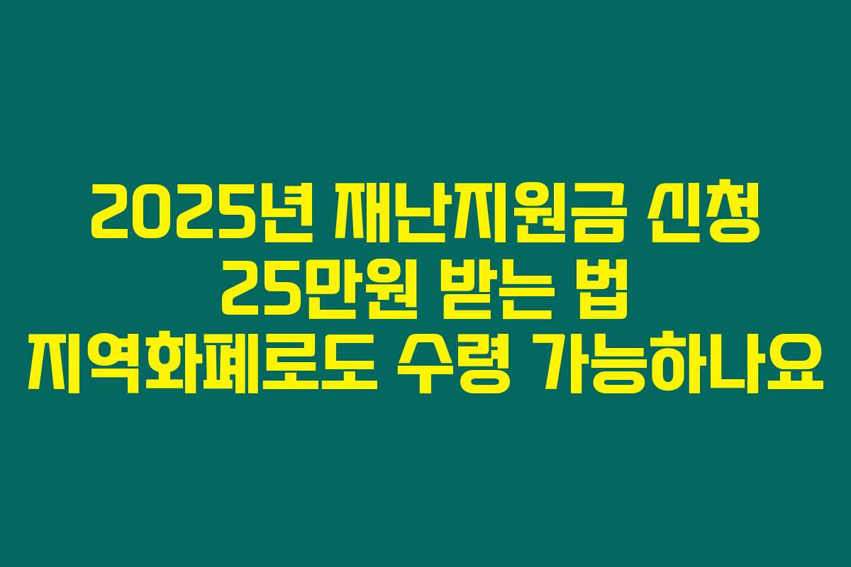 2025년 재난지원금 신청 25만원 받는 법 지역화폐로도 수령 가능하나요