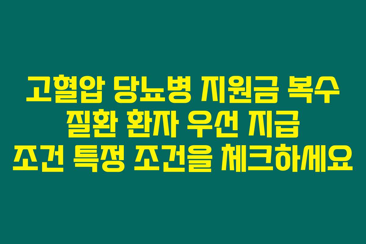 고혈압 당뇨병 지원금 복수 질환 환자 우선 지급 조건 특정 조건을 체크하세요