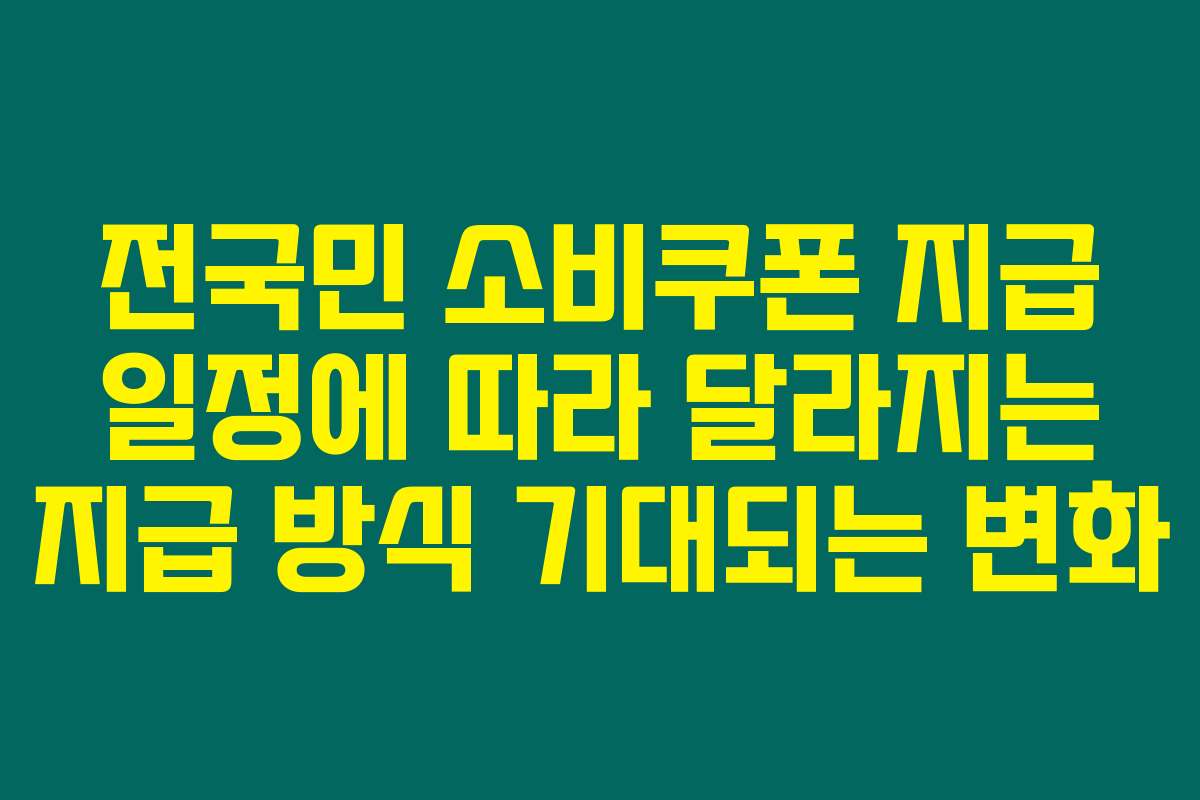 전국민 소비쿠폰 지급 일정에 따라 달라지는 지급 방식 기대되는 변화