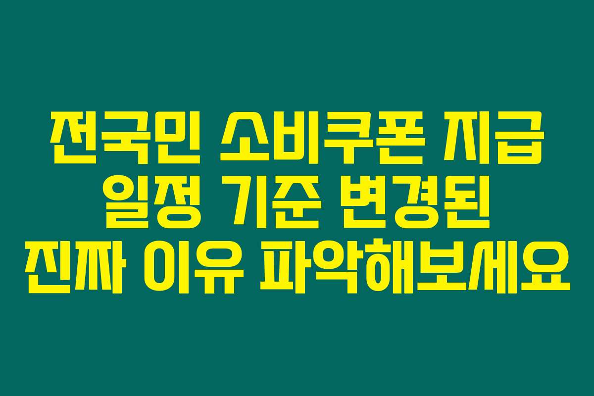전국민 소비쿠폰 지급 일정 기준 변경된 진짜 이유 파악해보세요