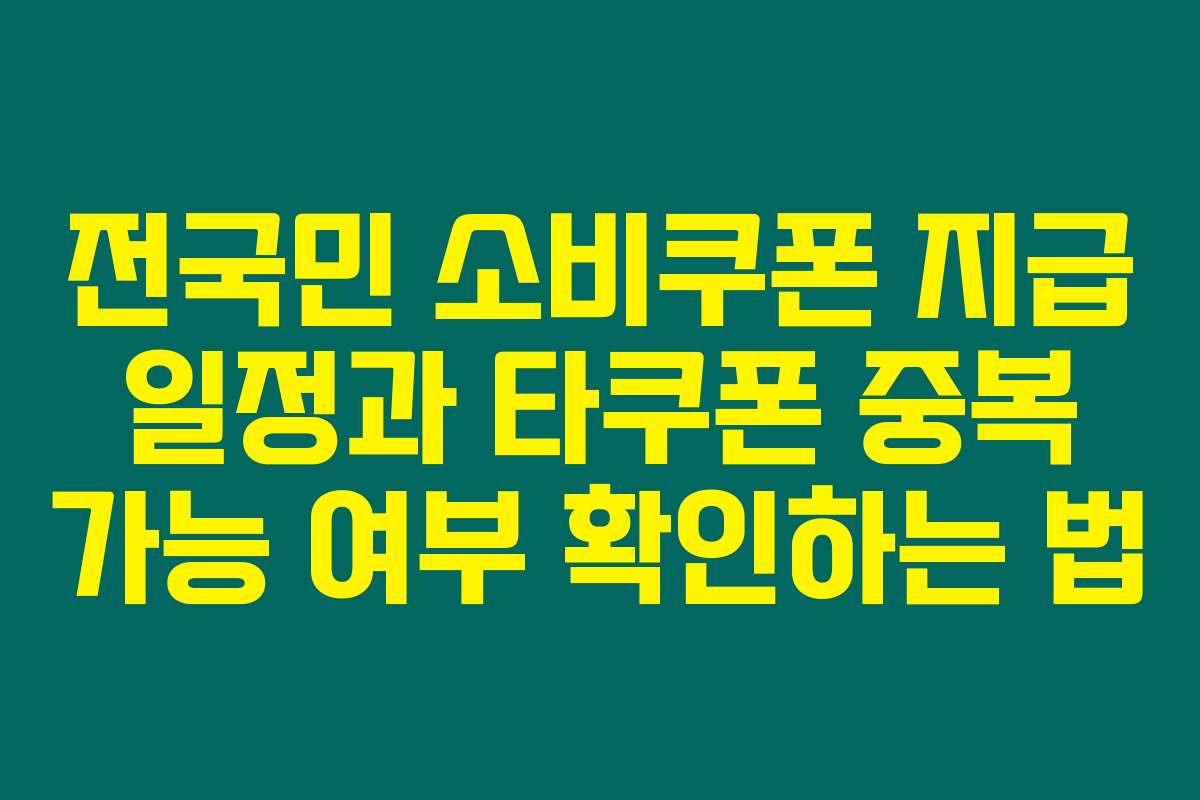 전국민 소비쿠폰 지급 일정과 타쿠폰 중복 가능 여부 확인하는 법