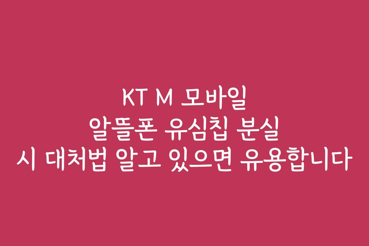 KT M 모바일 알뜰폰 유심칩 분실 시 대처법 알고 있으면 유용합니다