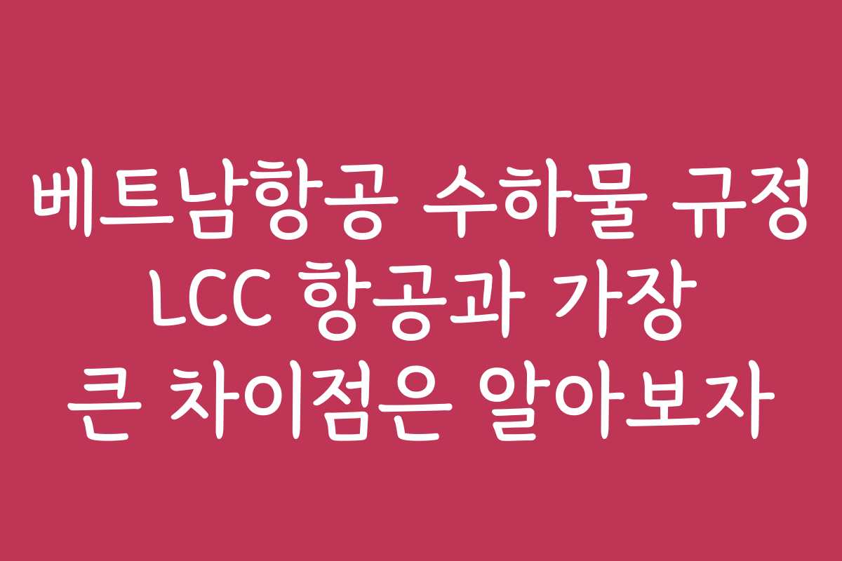 베트남항공 수하물 규정 LCC 항공과 가장 큰 차이점은 알아보자