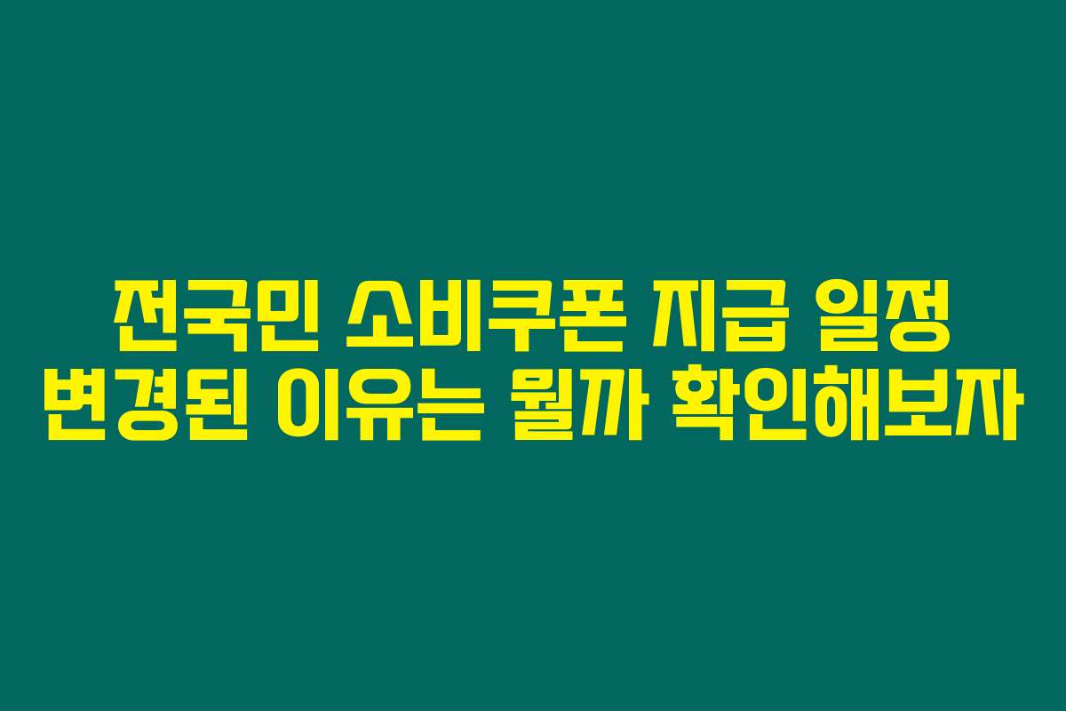 전국민 소비쿠폰 지급 일정 변경된 이유는 뭘까 확인해보자