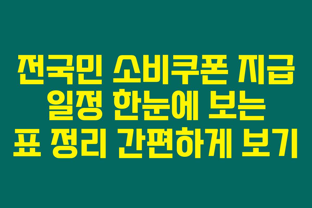 전국민 소비쿠폰 지급 일정 한눈에 보는 표 정리 간편하게 보기