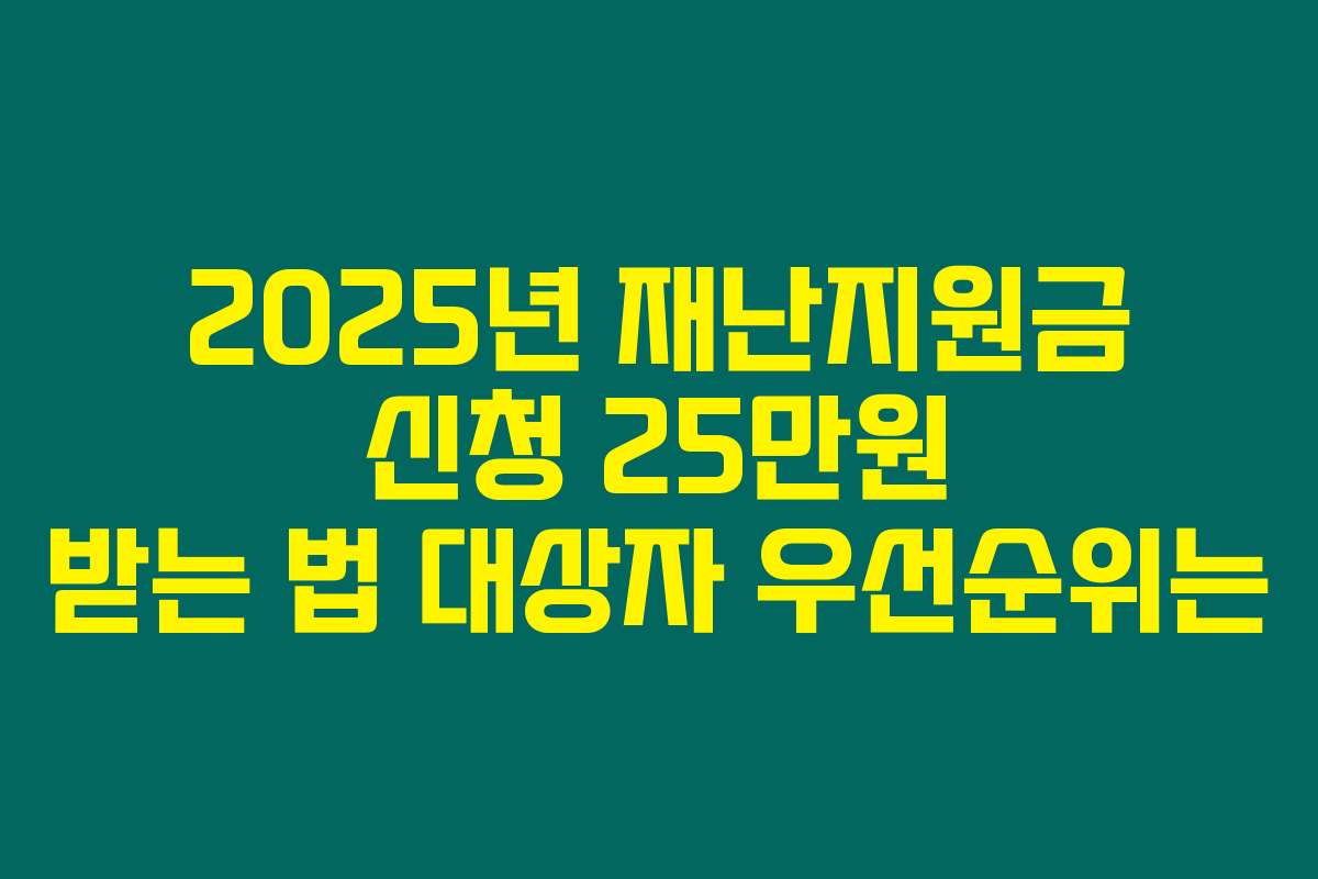 2025년 재난지원금 신청 25만원 받는 법 대상자 우선순위는