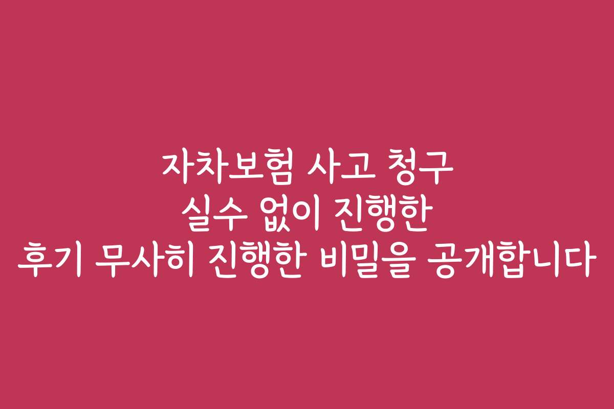 자차보험 사고 청구 실수 없이 진행한 후기 무사히 진행한 비밀을 공개합니다