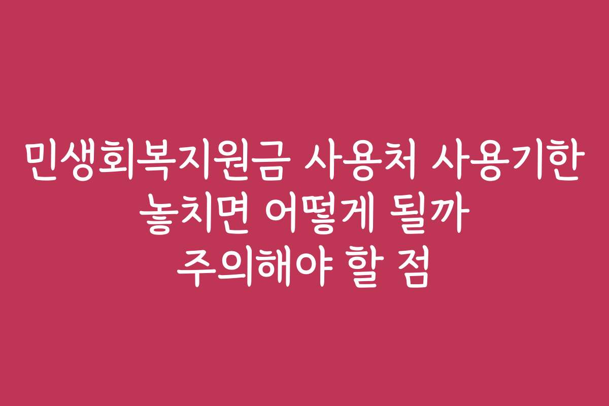 민생회복지원금 사용처 사용기한 놓치면 어떻게 될까 주의해야 할 점