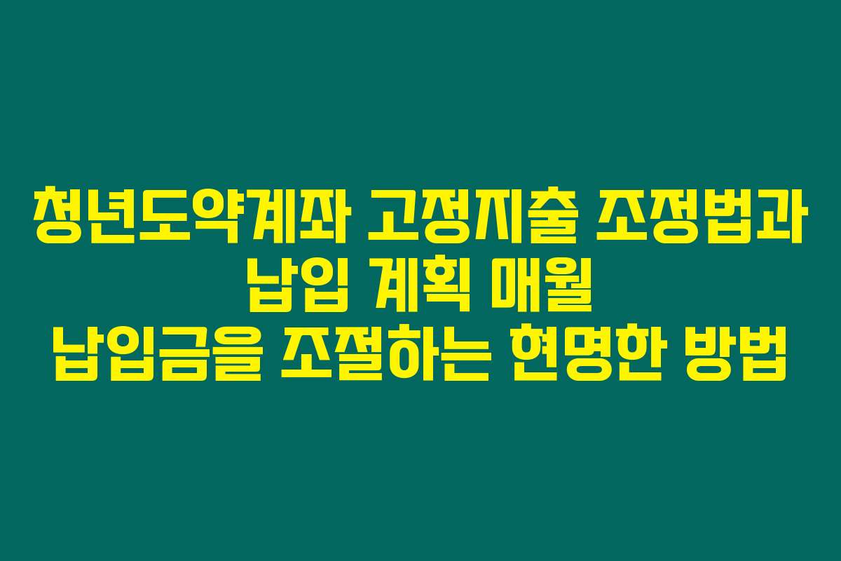 청년도약계좌 고정지출 조정법과 납입 계획 매월 납입금을 조절하는 현명한 방법