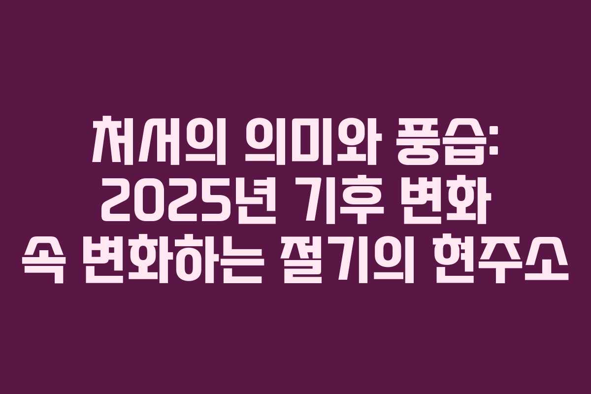 처서의 의미와 풍습: 2025년 기후 변화 속 변화하는 절기의 현주소