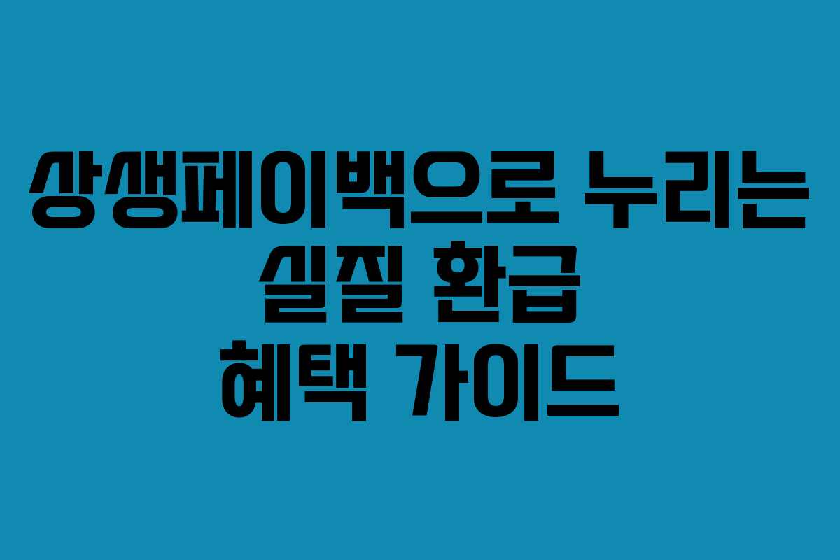 상생페이백으로 누리는 실질 환급 혜택 가이드