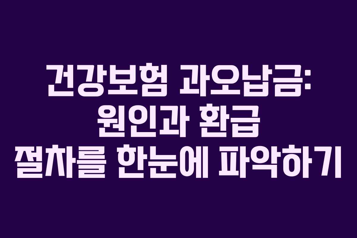 건강보험 과오납금: 원인과 환급 절차를 한눈에 파악하기