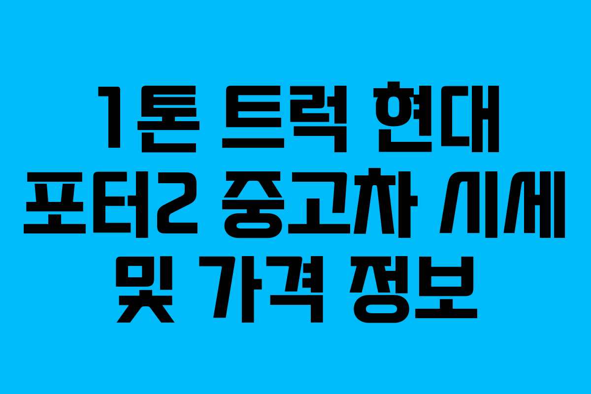 1톤 트럭 현대 포터2 중고차 시세 및 가격 정보 1톤 트럭 현대 포터2 중고차 시세 및 가격 정보