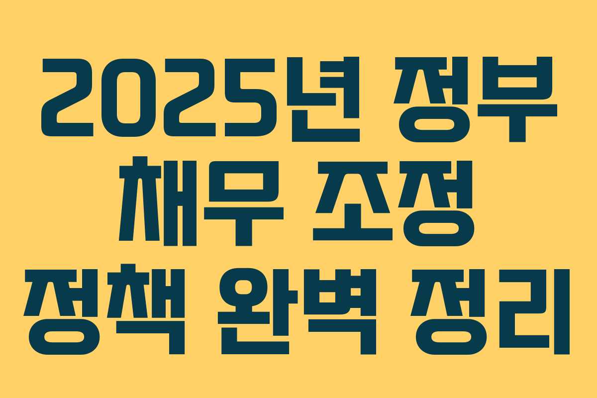 2025년 정부 채무 조정 정책 완벽 정리