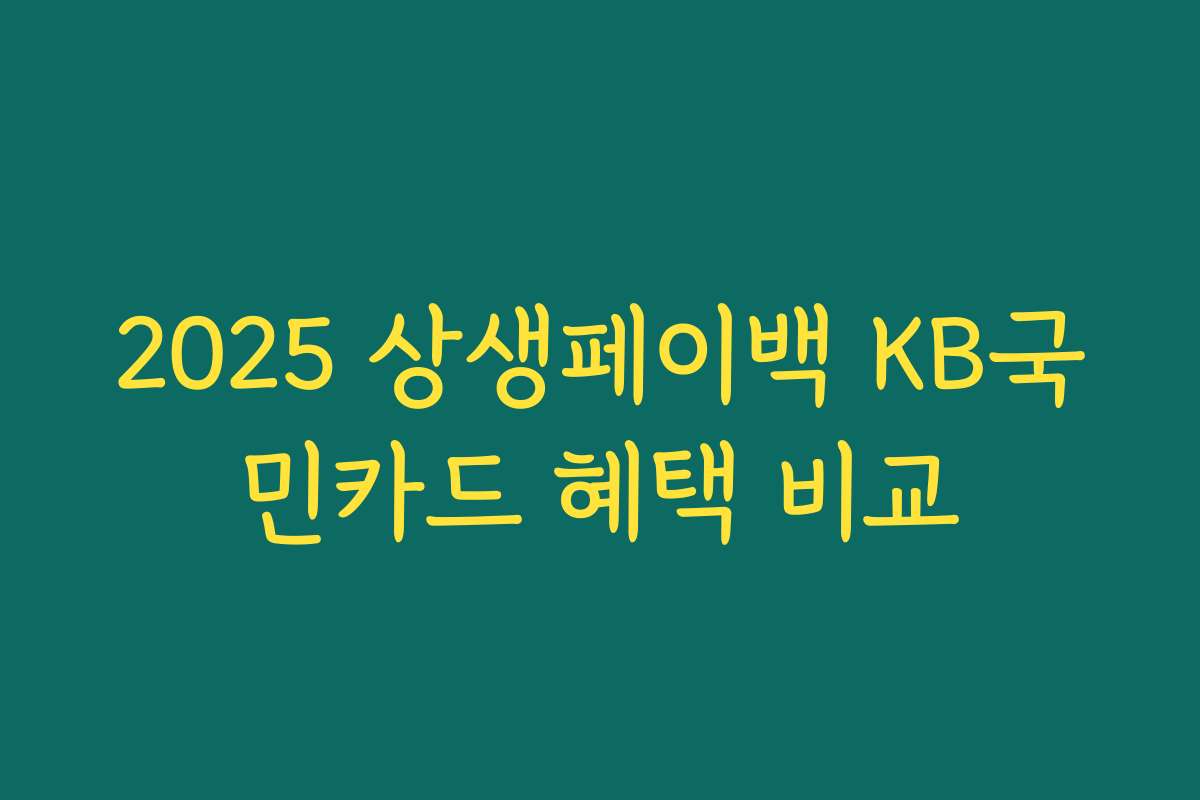 2025 상생페이백 KB국민카드 혜택 비교 2025 상생페이백 KB국민카드 혜택 비교