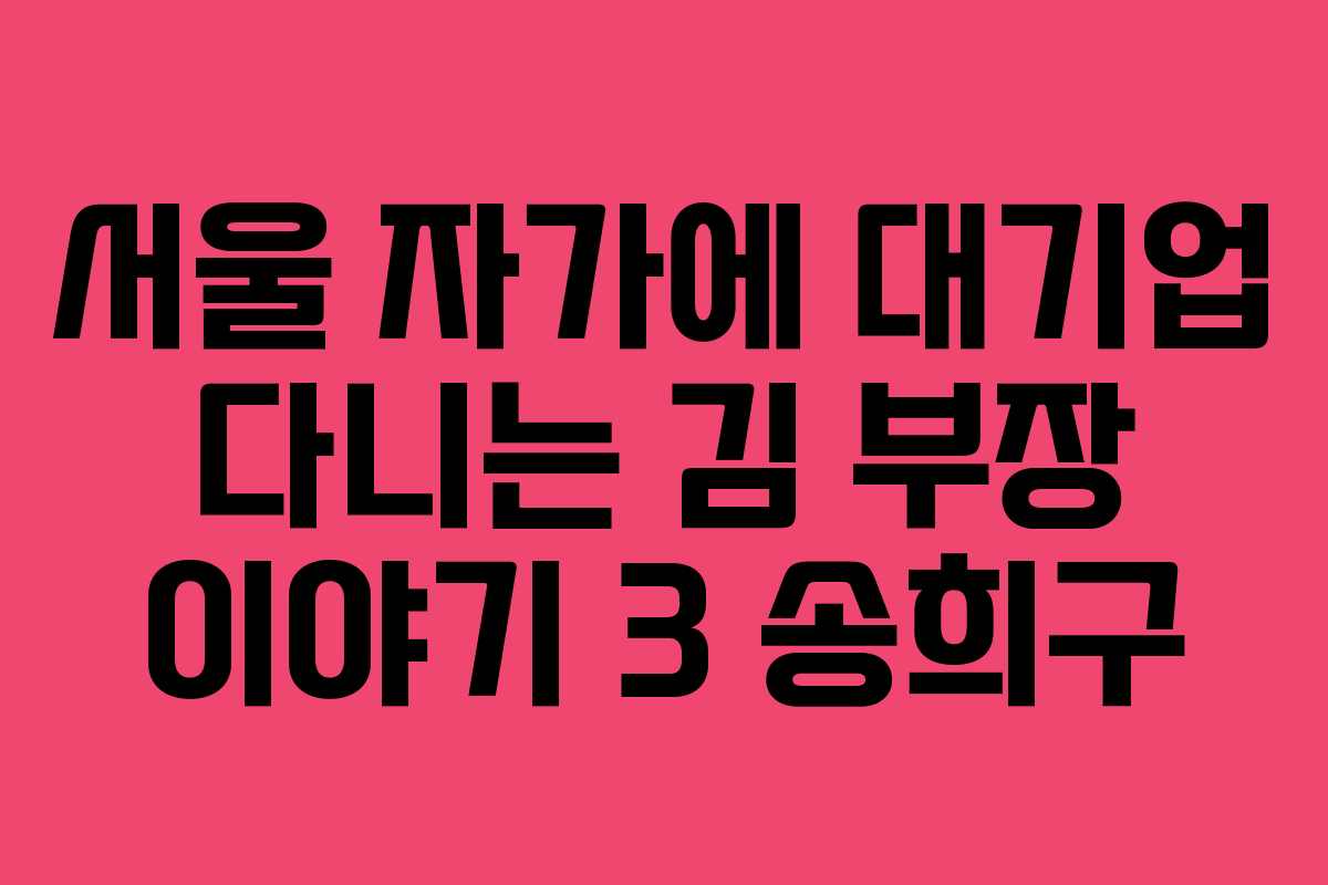 서울 자가에 대기업 다니는 김 부장 이야기 3 송희구 서울 자가에 대기업 다니는 김 부장 이야기 3 송희구