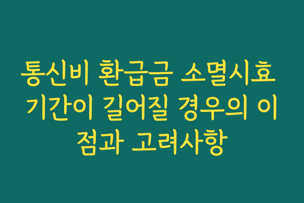 통신비 환급금 소멸시효 기간이 길어질 경우의 이점과 고려사항