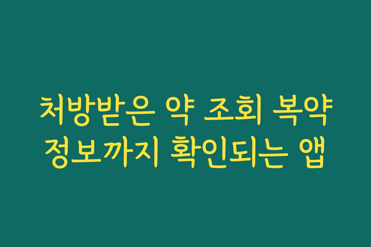 처방받은 약 조회 복약정보까지 확인되는 앱 처방받은 약 조회 복약정보까지 확인되는 앱