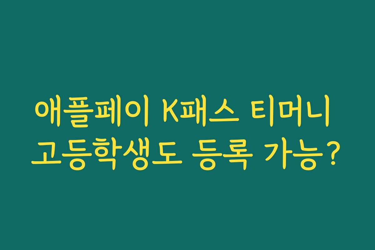 애플페이 K패스 티머니 고등학생도 등록 가능? 애플페이 K패스 티머니 고등학생도 등록 가능?