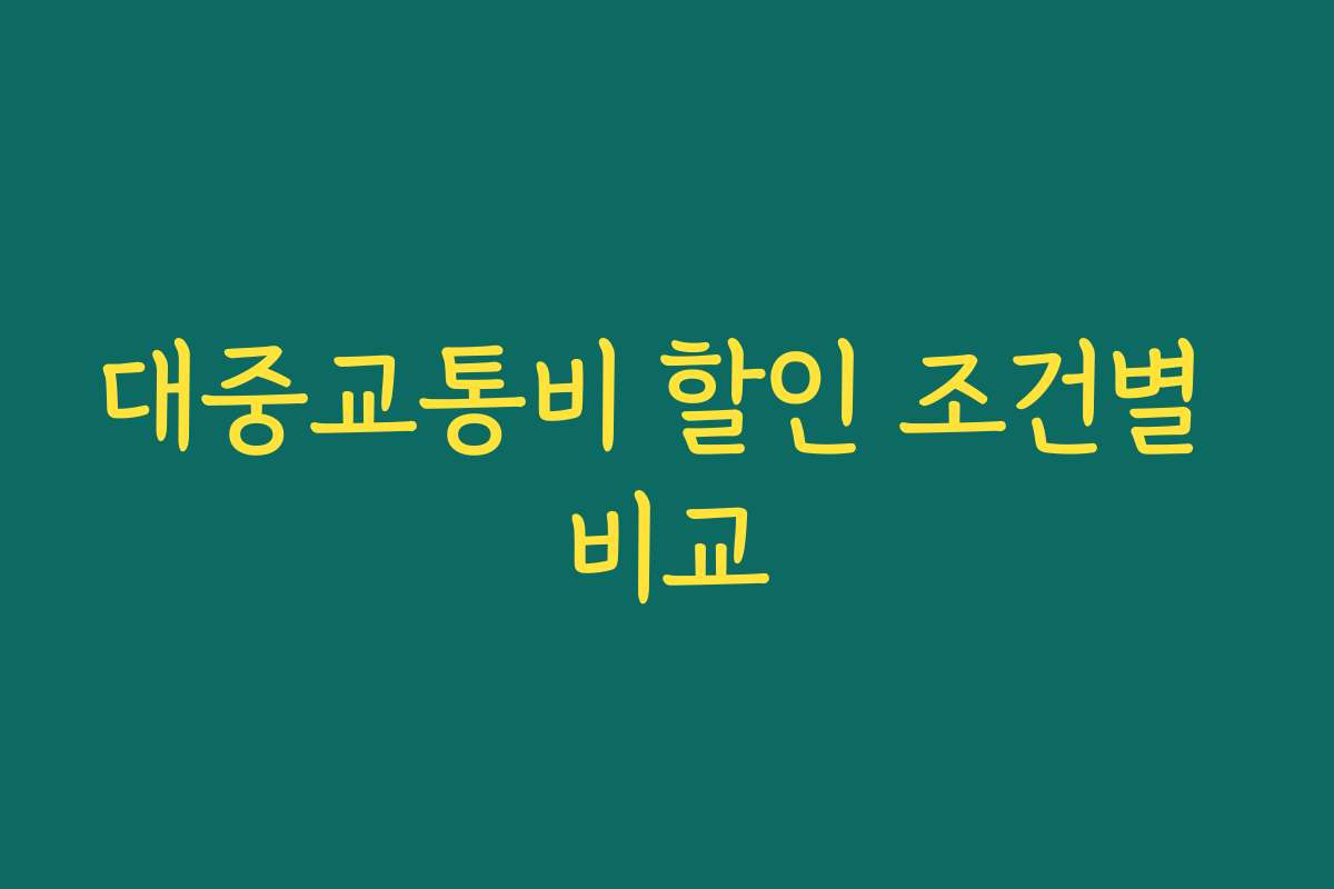 대중교통비 할인 조건별 비교