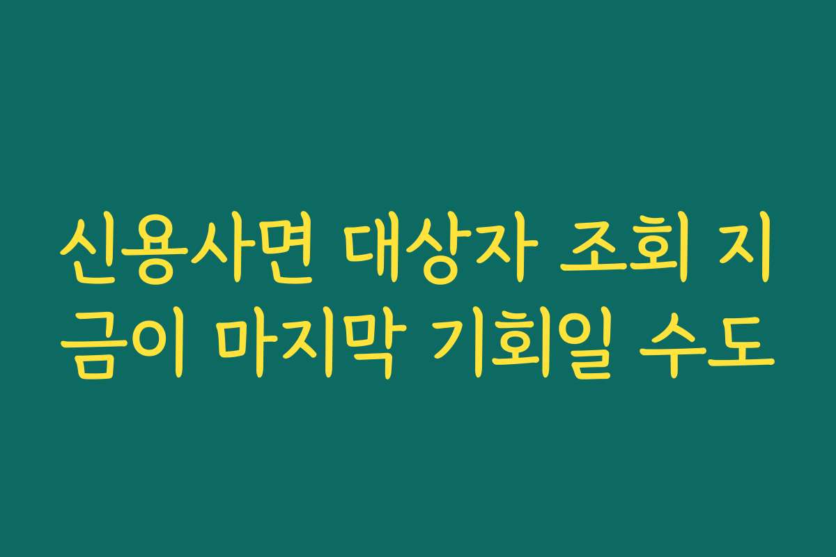 신용사면 대상자 조회 지금이 마지막 기회일 수도