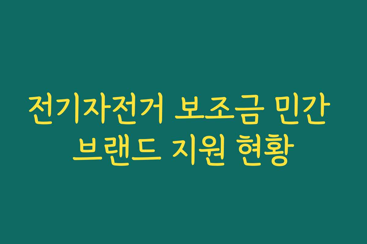 전기자전거 보조금 민간 브랜드 지원 현황 전기자전거 보조금 민간 브랜드 지원 현황