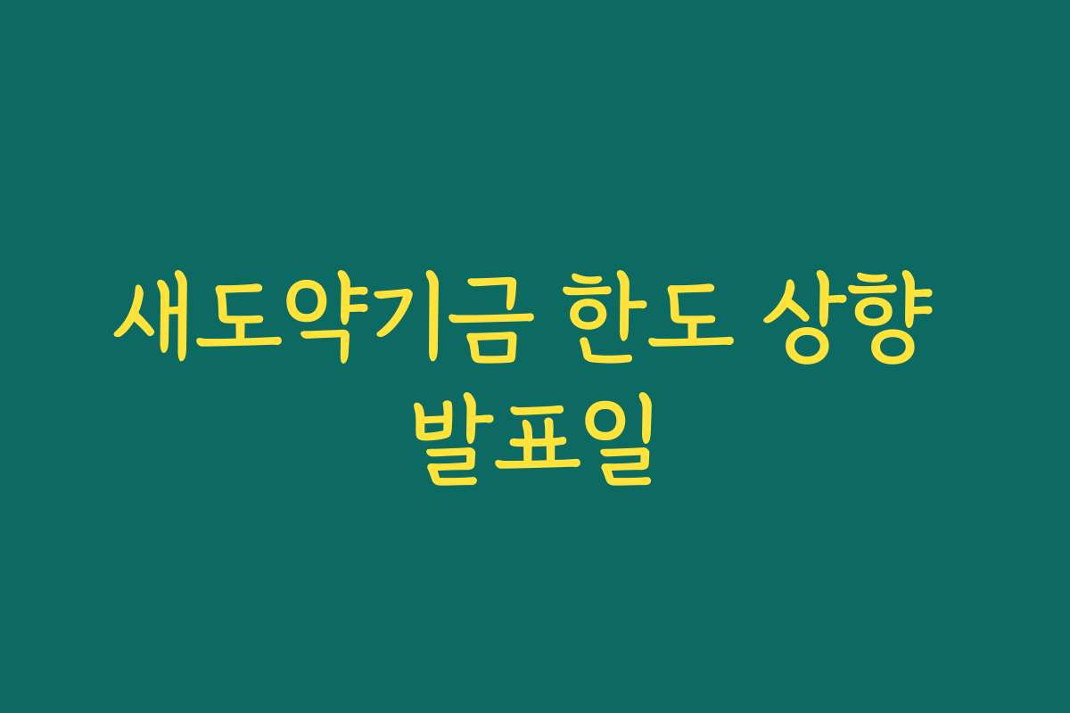 새도약기금 한도 상향 발표일