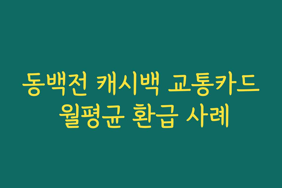 동백전 캐시백 교통카드 월평균 환급 사례 동백전 캐시백 교통카드 월평균 환급 사례
