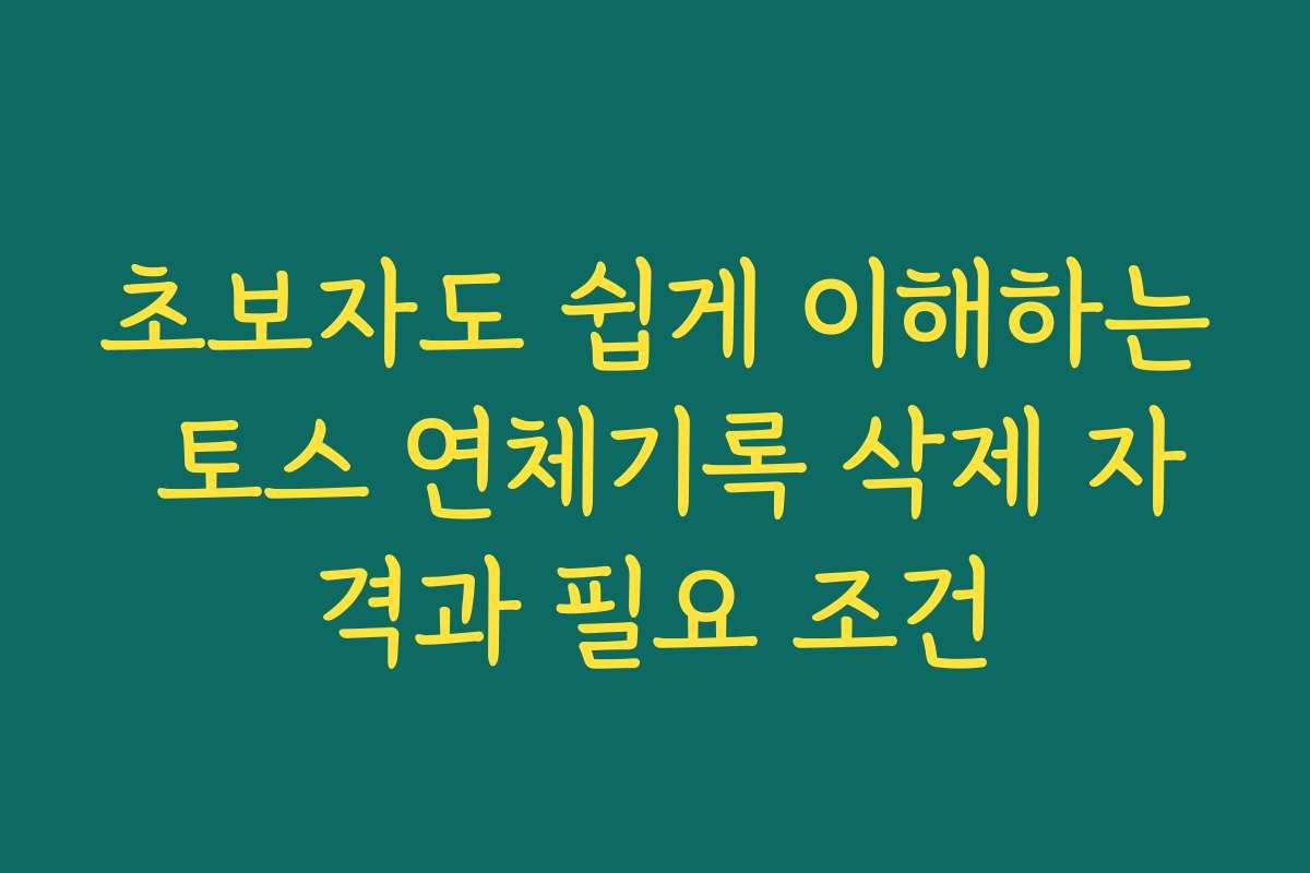 초보자도 쉽게 이해하는 토스 연체기록 삭제 자격과 필요 조건