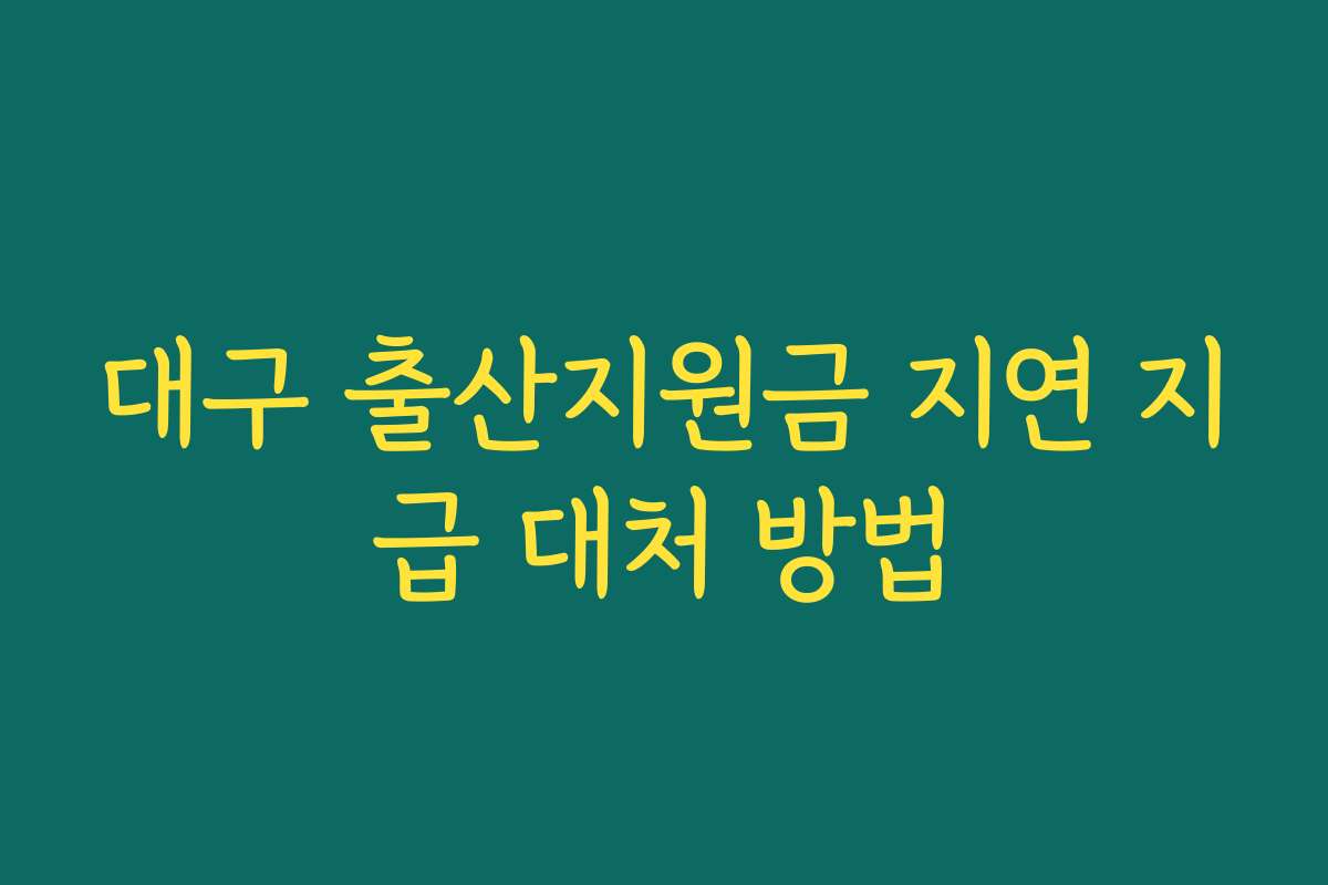대구 출산지원금 지연 지급 대처 방법 대구 출산지원금 지연 지급 대처 방법