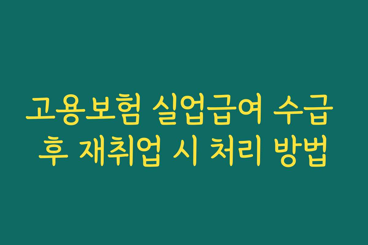 고용보험 실업급여 수급 후 재취업 시 처리 방법 고용보험 실업급여 수급 후 재취업 시 처리 방법